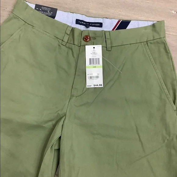 Men's Tommy Hilfiger 30 Small Khakis Chino Shorts Olive Green Stretch Twill NWT - Picture 5 of 10